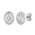 1.00 - 2.00 Carat T.W. Oval-cut Lab Grown Diamond (F/VS+) 14K Gold Bezel set Stud Earrings with Double Notch Post & Pushback