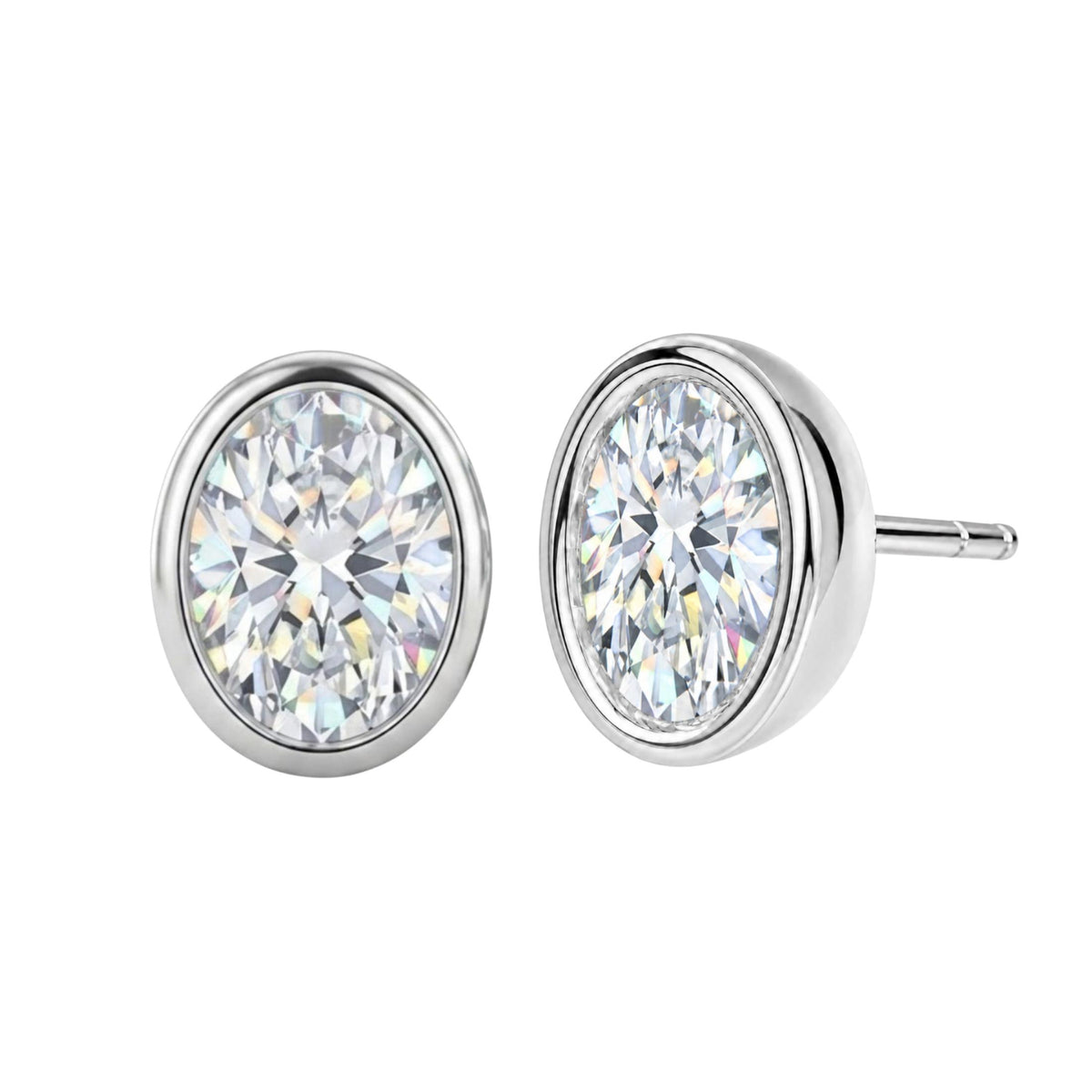 Diamonair Solitaire Bezel Earings Set - Lab Grown Diamond 14K Gold Solitaire Bezel Earrings