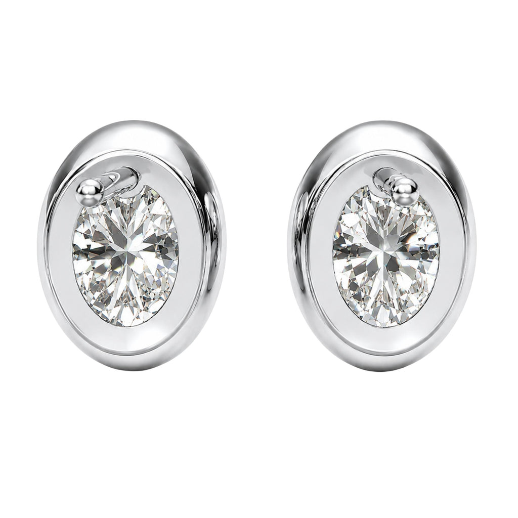 Diamonair Solitaire Bezel Earings Set - Lab Grown Diamond 14K Gold Solitaire Bezel Earrings