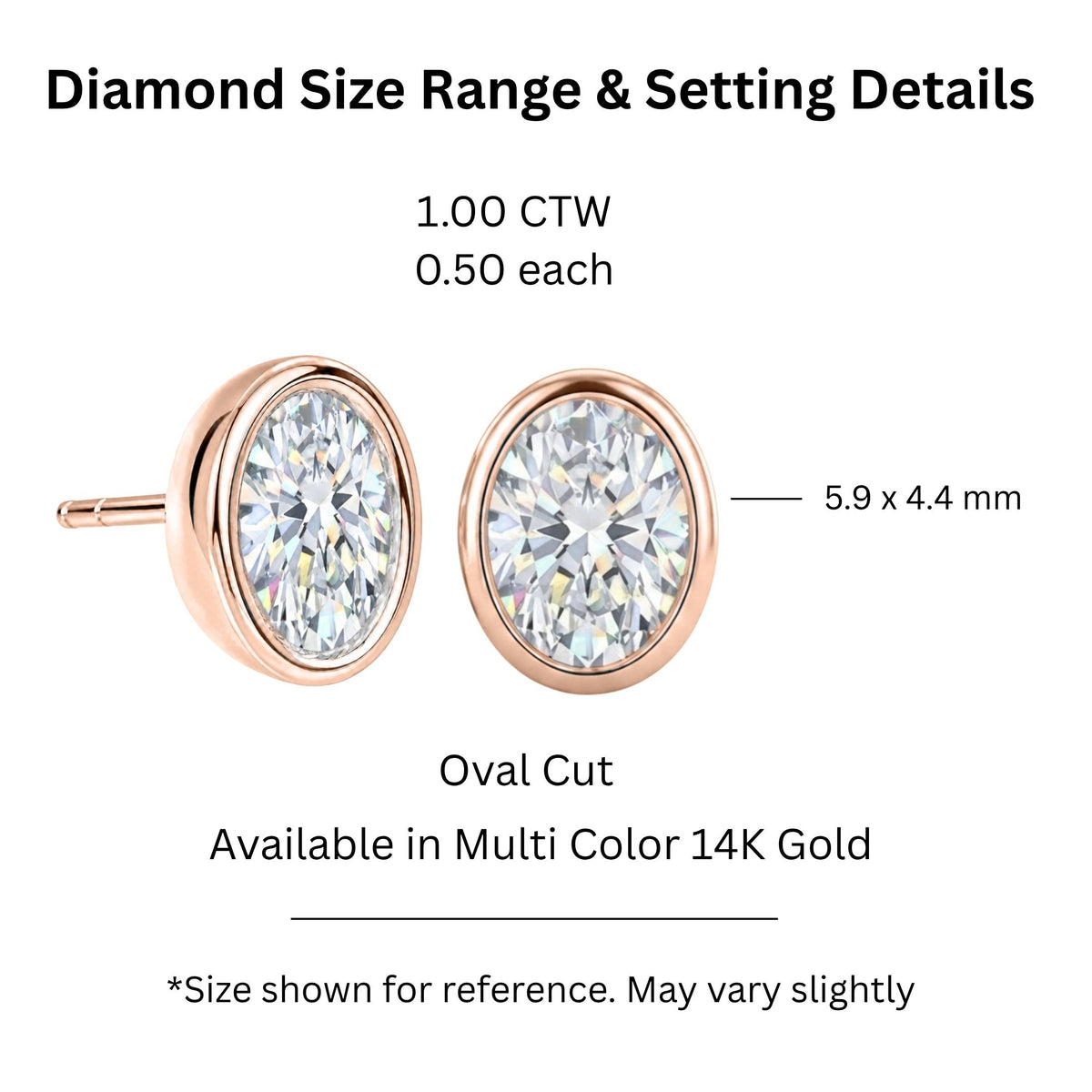 Diamonair Solitaire Bezel Earings Set - Lab Grown Diamond 14K Gold Solitaire Bezel Earrings