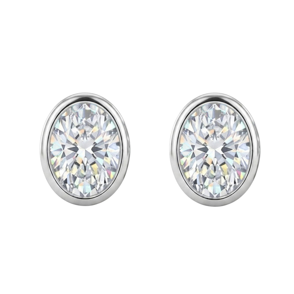 Diamonair Solitaire Bezel Earings Set - Lab Grown Diamond 14K Gold Solitaire Bezel Earrings