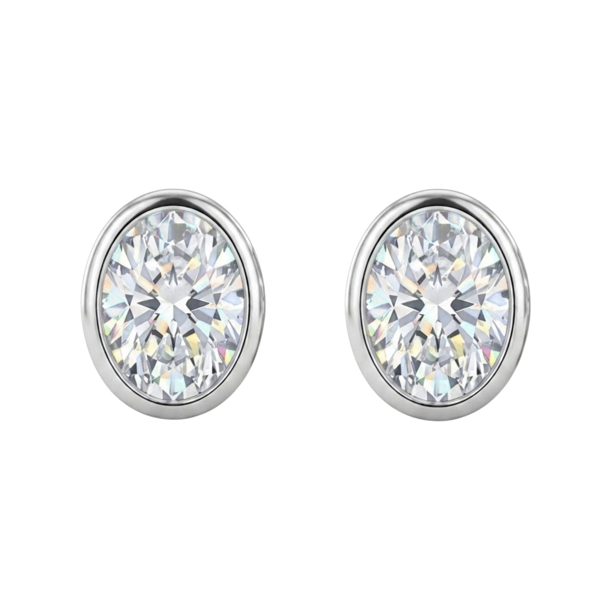 Diamonair Solitaire Bezel Earings Set - Lab Grown Diamond 14K Gold Solitaire Bezel Earrings