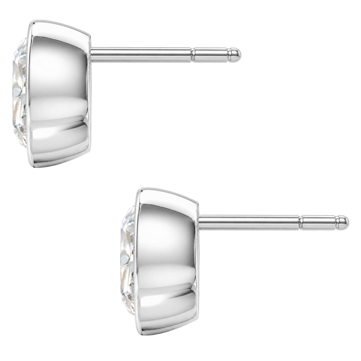 Diamonair Solitaire Bezel Earings Set - Lab Grown Diamond 14K Gold Solitaire Bezel Earrings