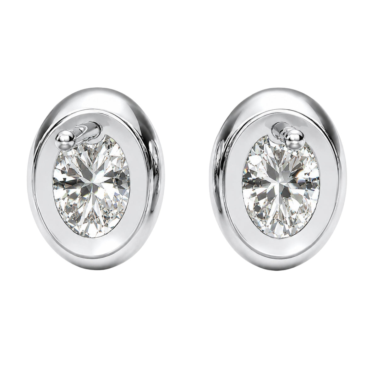 Diamonair Solitaire Bezel Earings Set - Lab Grown Diamond 14K Gold Solitaire Bezel Earrings