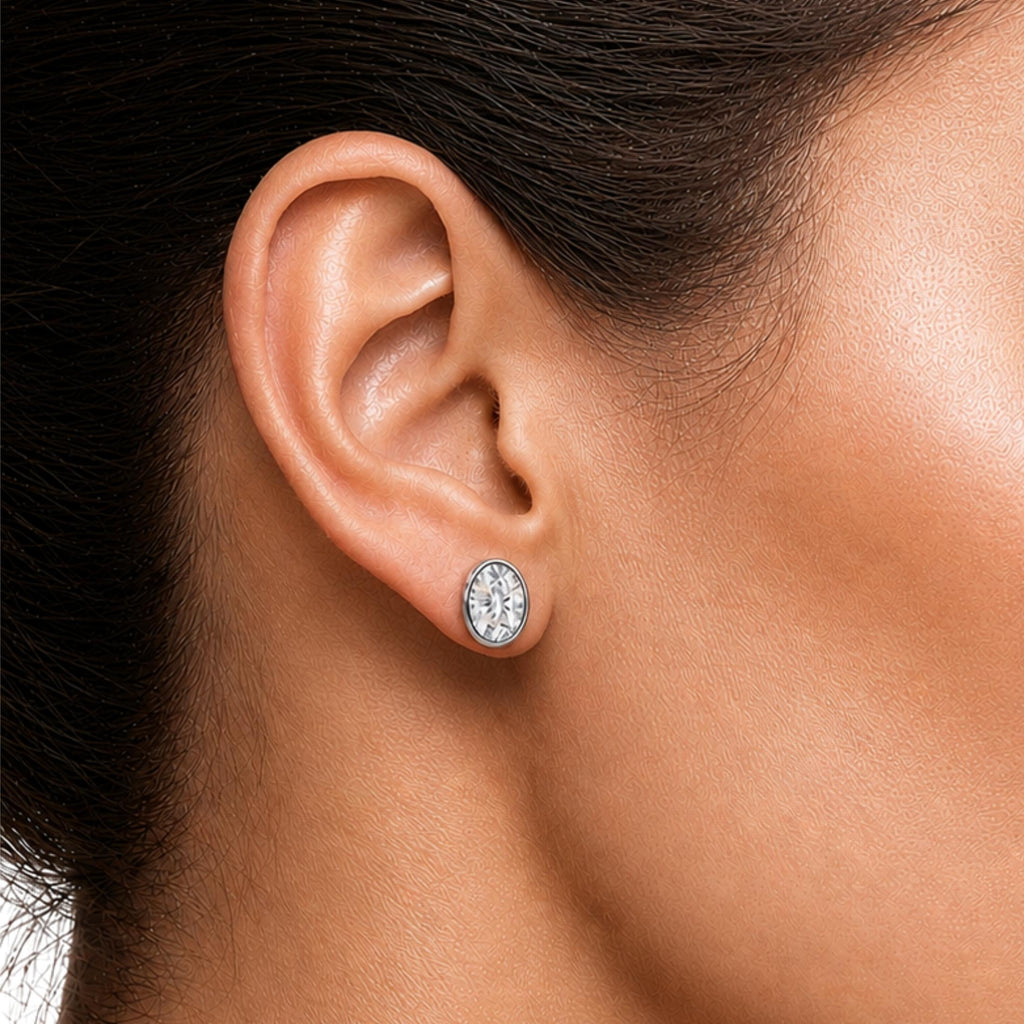 Diamonair Solitaire Bezel Earings Set - Lab Grown Diamond 14K Gold Solitaire Bezel Earrings