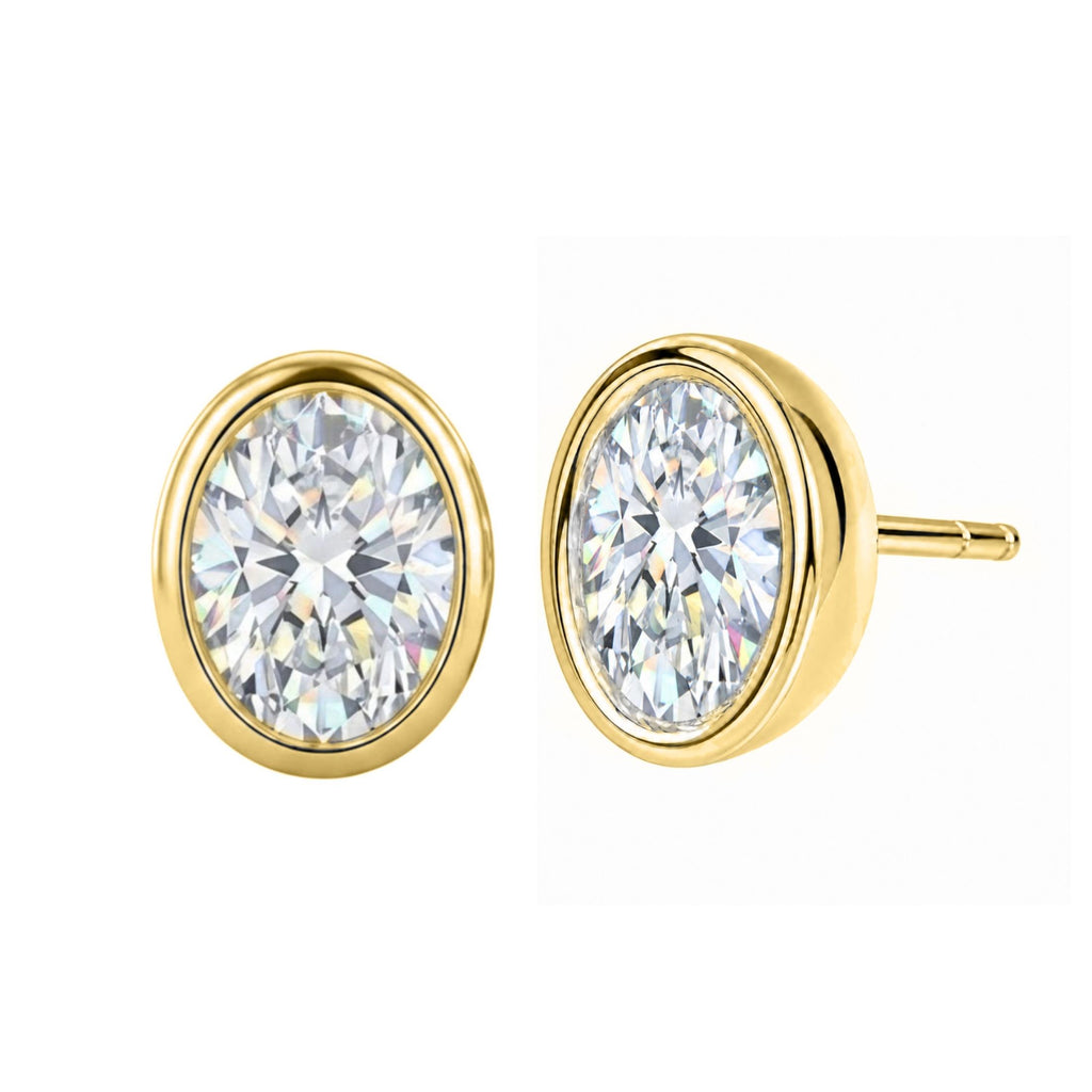 Diamonair Solitaire Bezel Earings Set - Lab Grown Diamond 14K Gold Solitaire Bezel Earrings