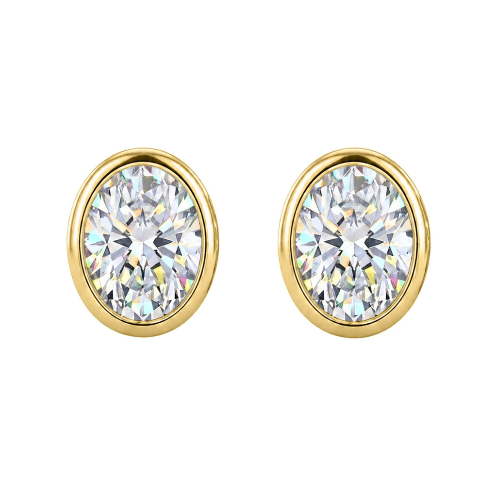 Diamonair Solitaire Bezel Earings Set - Lab Grown Diamond 14K Gold Solitaire Bezel Earrings