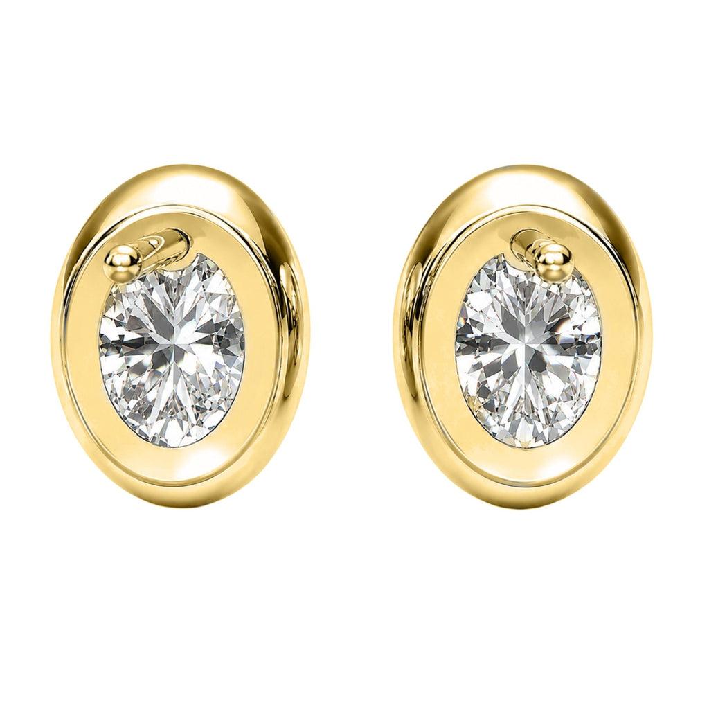 Diamonair Solitaire Bezel Earings Set - Lab Grown Diamond 14K Gold Solitaire Bezel Earrings
