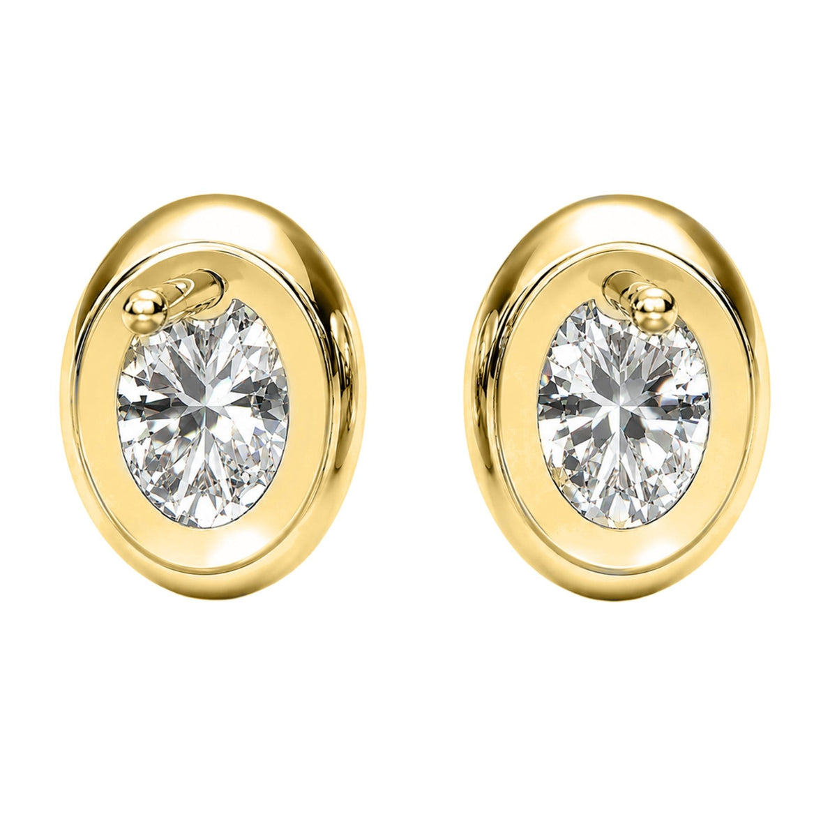 Diamonair Solitaire Bezel Earings Set - Lab Grown Diamond 14K Gold Solitaire Bezel Earrings