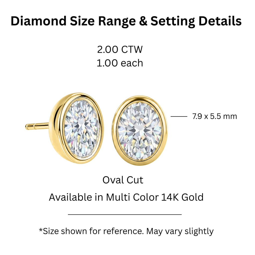 Diamonair Solitaire Bezel Earings Set - Lab Grown Diamond 14K Gold Solitaire Bezel Earrings