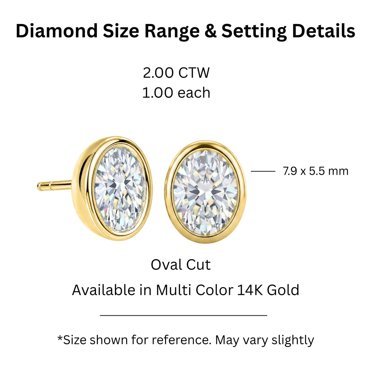Diamonair Solitaire Bezel Earings Set - Lab Grown Diamond 14K Gold Solitaire Bezel Earrings