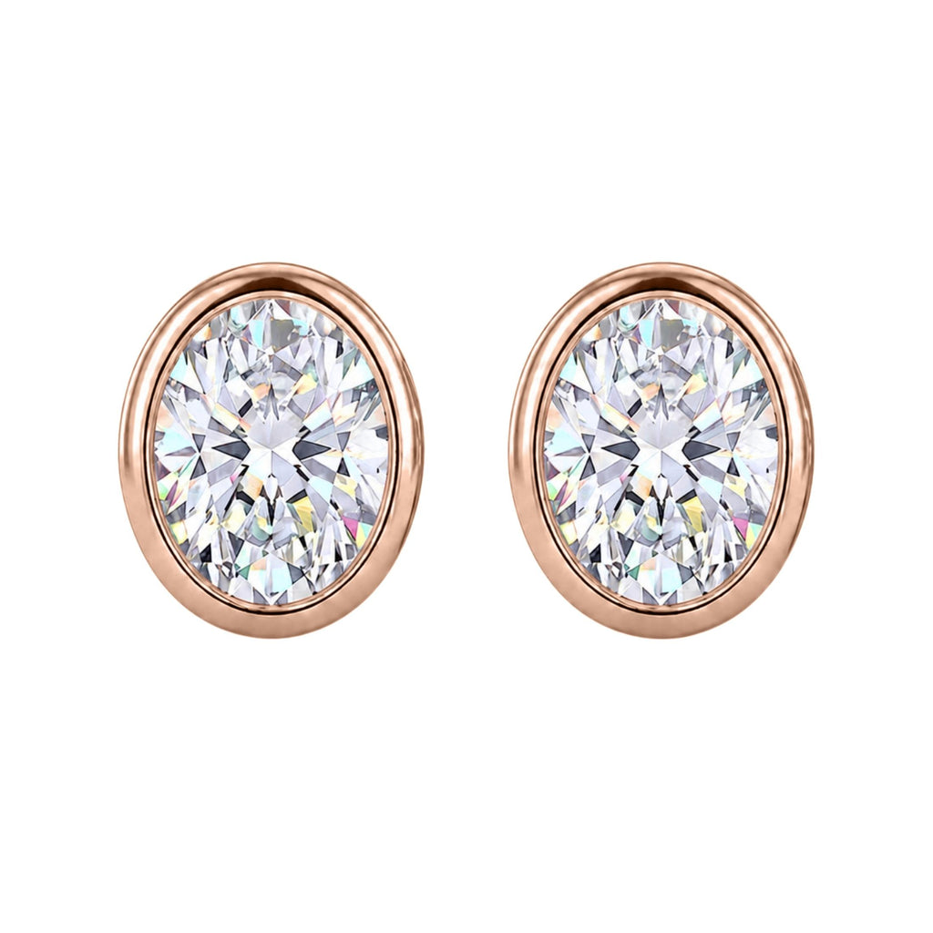 Diamonair Solitaire Bezel Earings Set - Lab Grown Diamond 14K Gold Solitaire Bezel Earrings