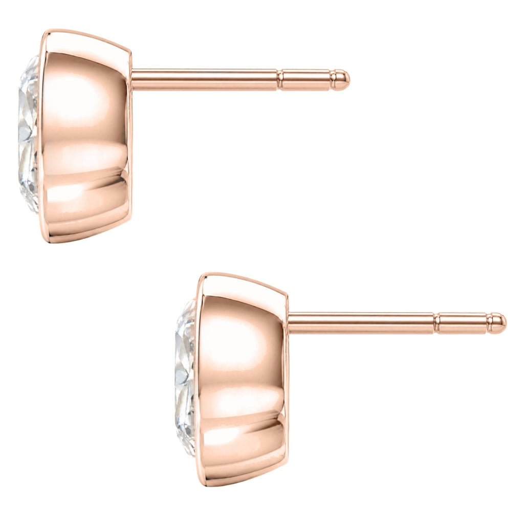 Diamonair Solitaire Bezel Earings Set - Lab Grown Diamond 14K Gold Solitaire Bezel Earrings