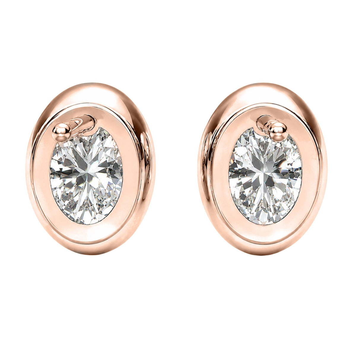 Diamonair Solitaire Bezel Earings Set - Lab Grown Diamond 14K Gold Solitaire Bezel Earrings