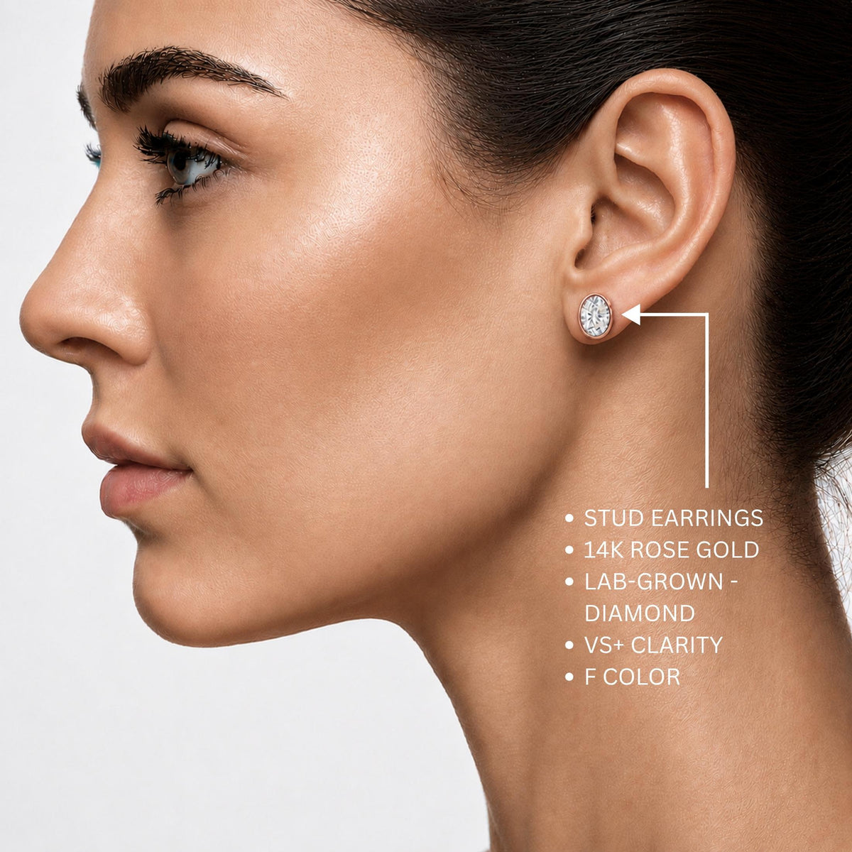 Diamonair Solitaire Bezel Earings Set - Lab Grown Diamond 14K Gold Solitaire Bezel Earrings
