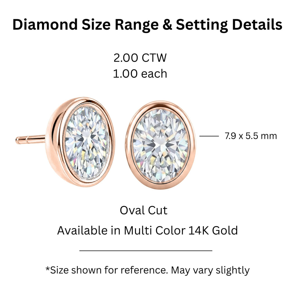 Diamonair Solitaire Bezel Earings Set - Lab Grown Diamond 14K Gold Solitaire Bezel Earrings