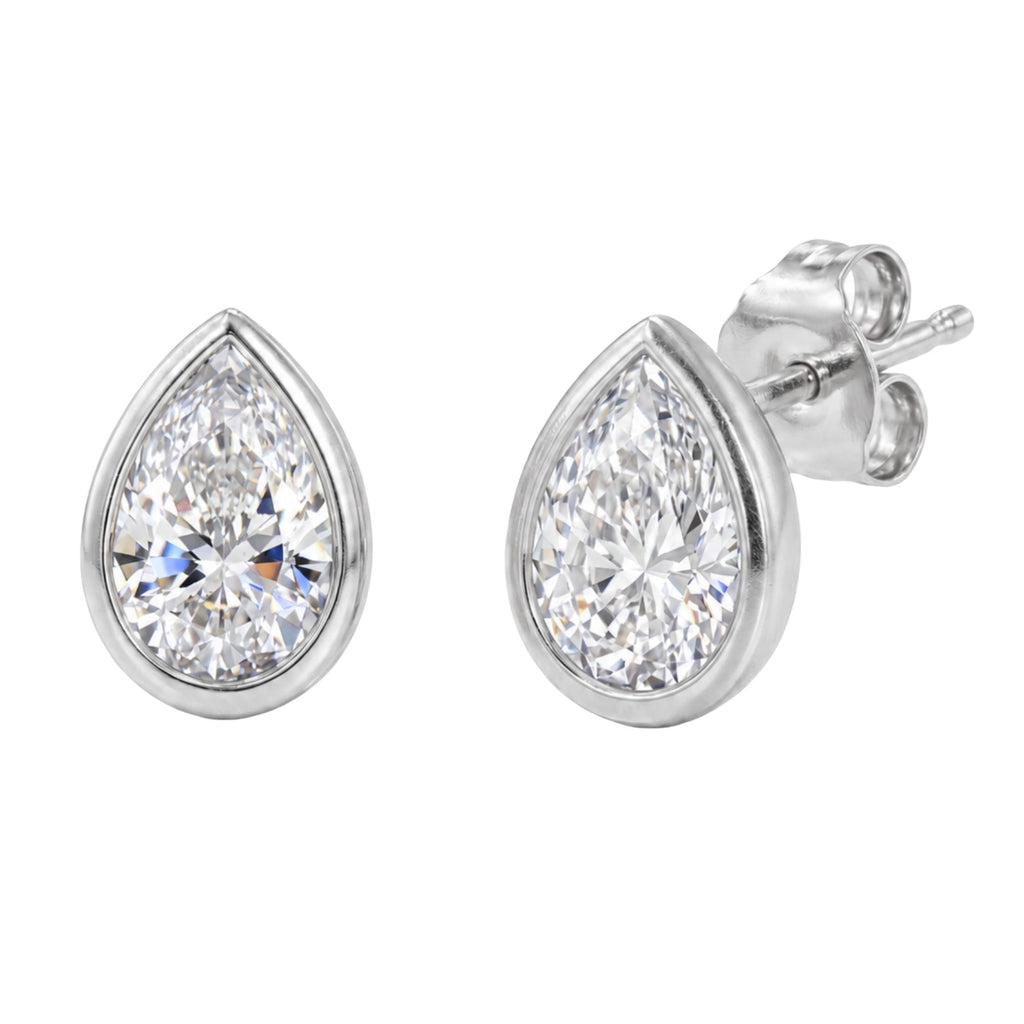 Diamonair Solitaire Bezel Earings Set - Lab Grown Diamond 14K Gold Solitaire Bezel Earrings