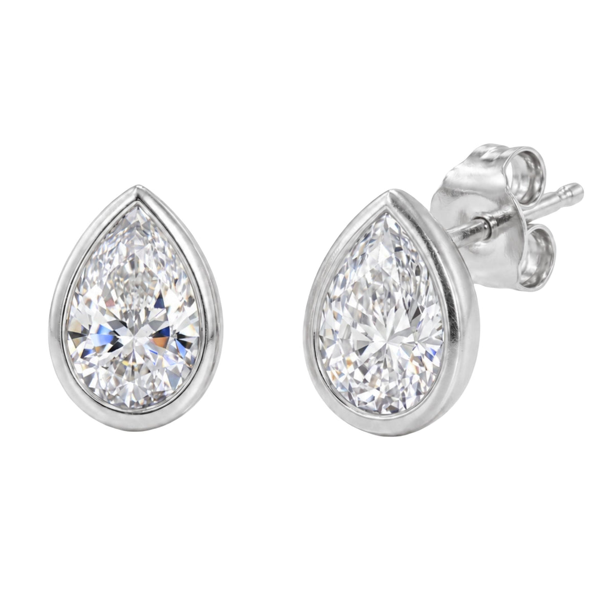 Diamonair Solitaire Bezel Earings Set - Lab Grown Diamond 14K Gold Solitaire Bezel Earrings