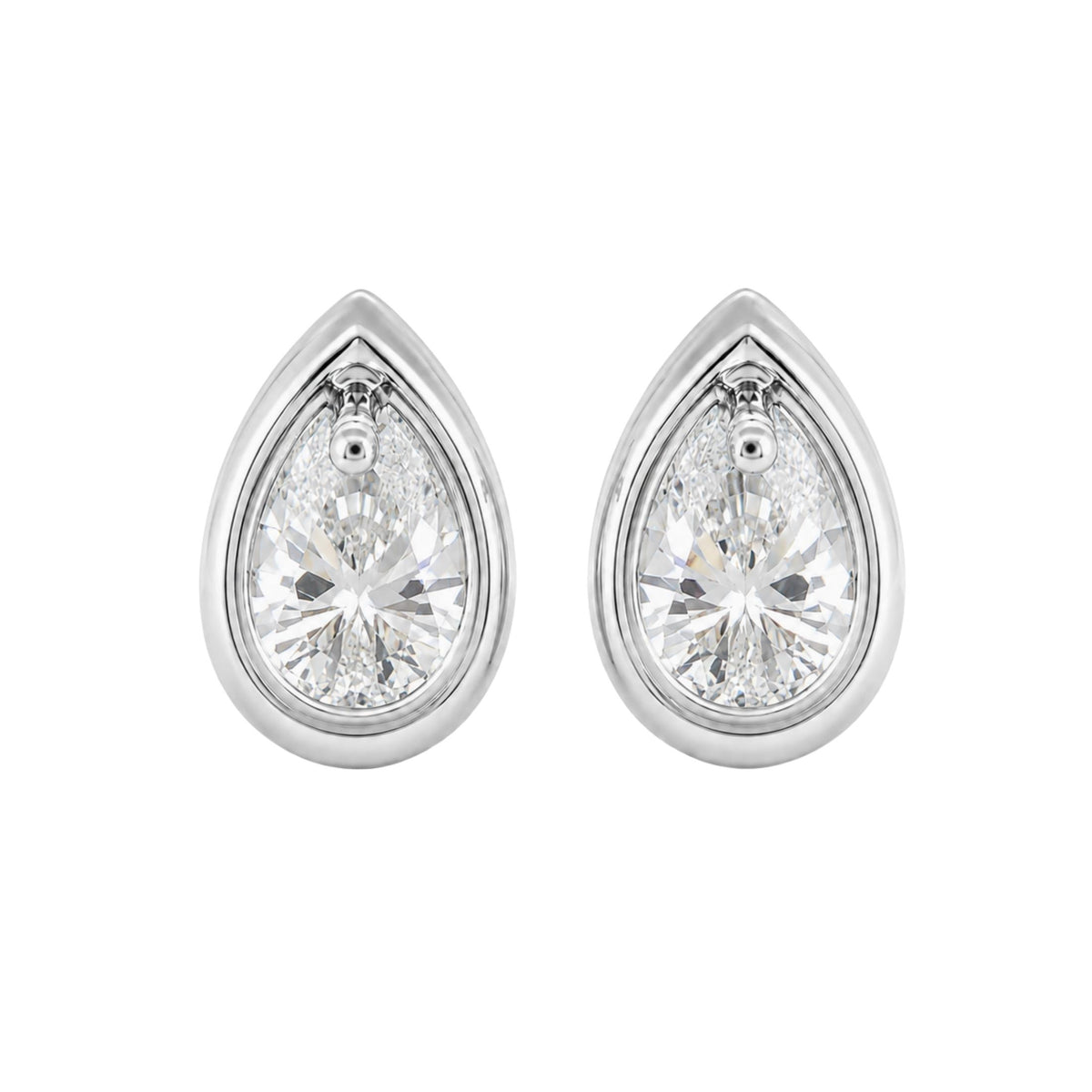 Diamonair Solitaire Bezel Earings Set - Lab Grown Diamond 14K Gold Solitaire Bezel Earrings