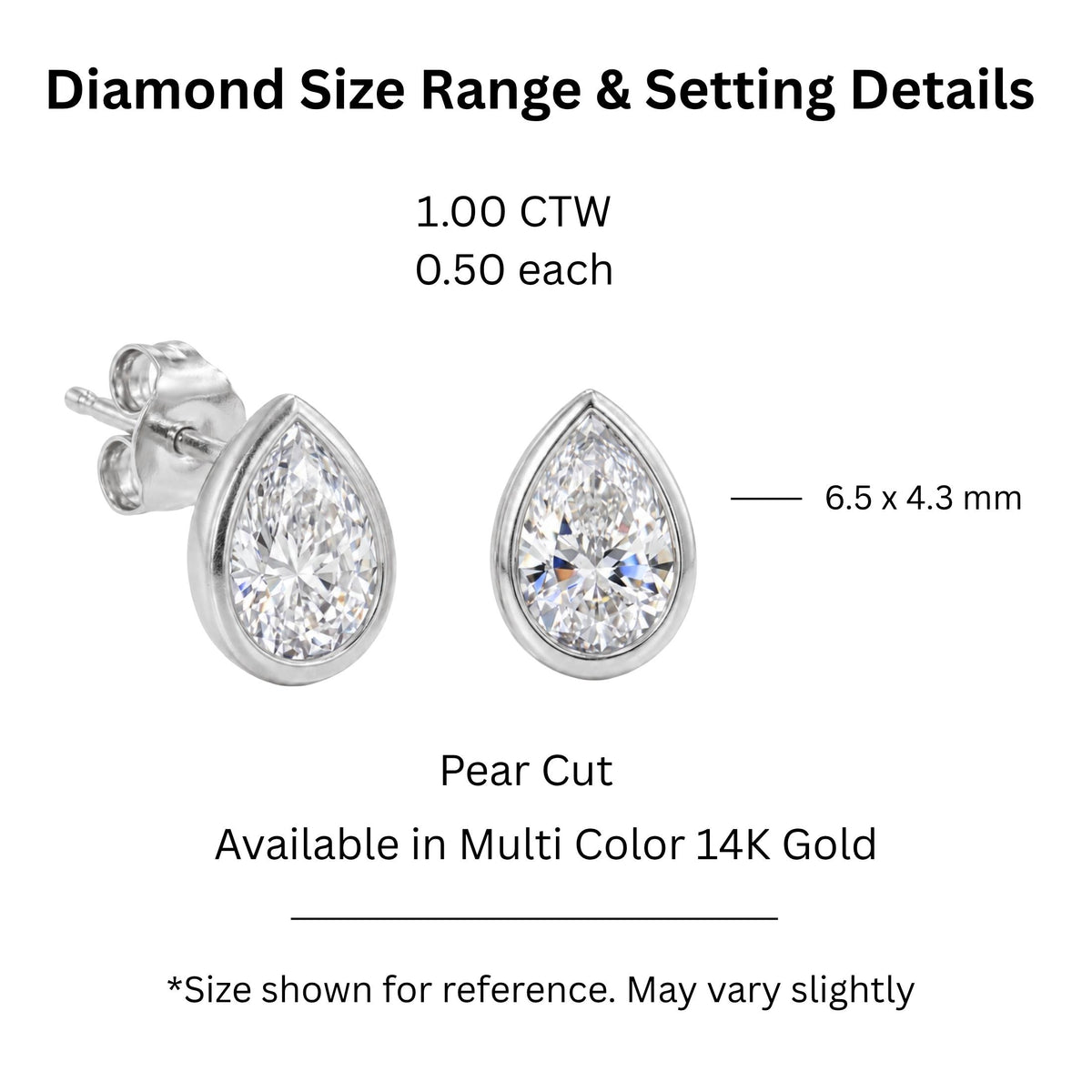Diamonair Solitaire Bezel Earings Set - Lab Grown Diamond 14K Gold Solitaire Bezel Earrings