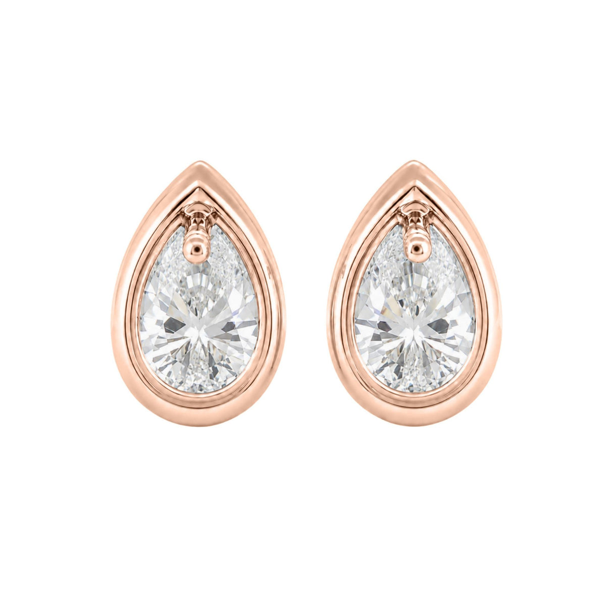 Diamonair Solitaire Bezel Earings Set - Lab Grown Diamond 14K Gold Solitaire Bezel Earrings