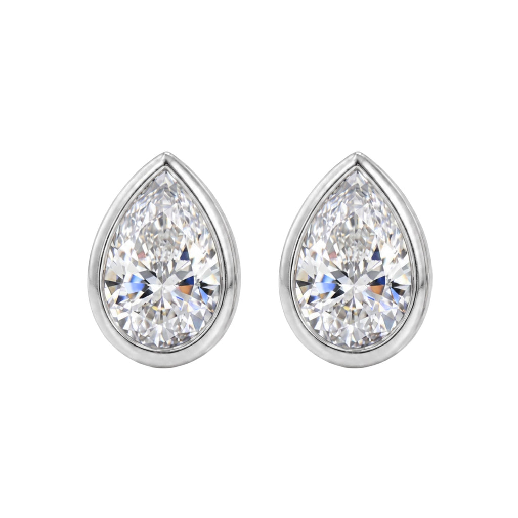 Diamonair Solitaire Bezel Earings Set - Lab Grown Diamond 14K Gold Solitaire Bezel Earrings