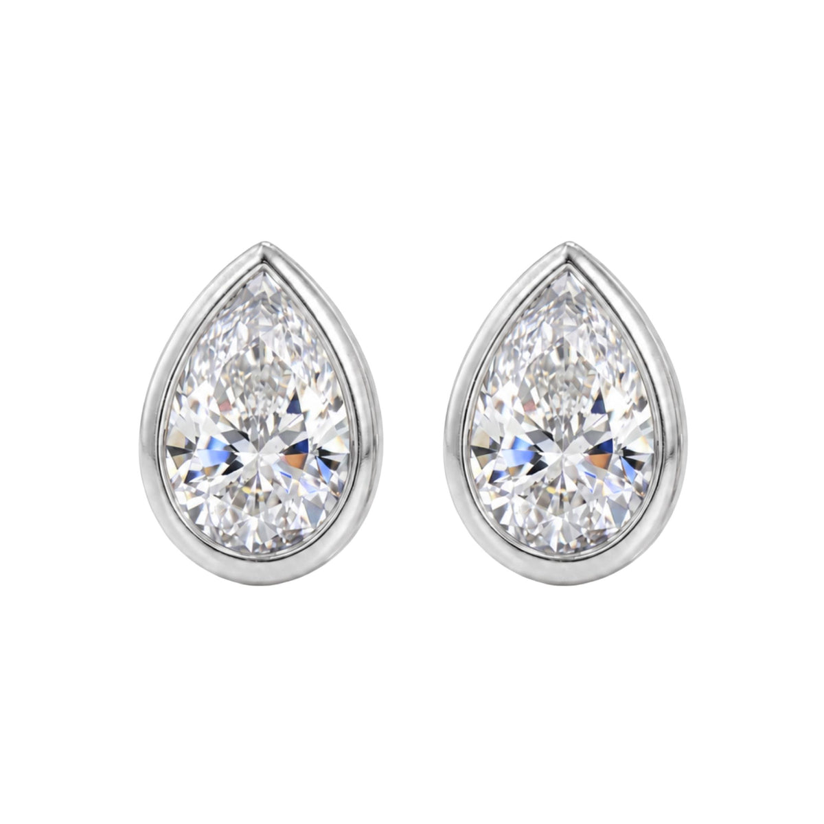 Diamonair Solitaire Bezel Earings Set - Lab Grown Diamond 14K Gold Solitaire Bezel Earrings