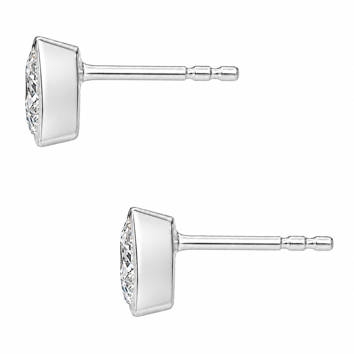 Diamonair Solitaire Bezel Earings Set - Lab Grown Diamond 14K Gold Solitaire Bezel Earrings