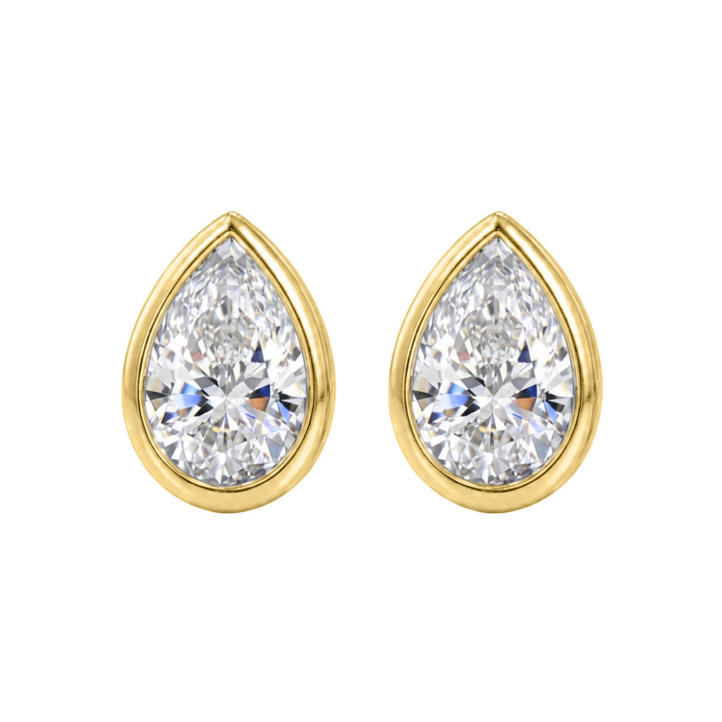 Diamonair Solitaire Bezel Earings Set - Lab Grown Diamond 14K Gold Solitaire Bezel Earrings