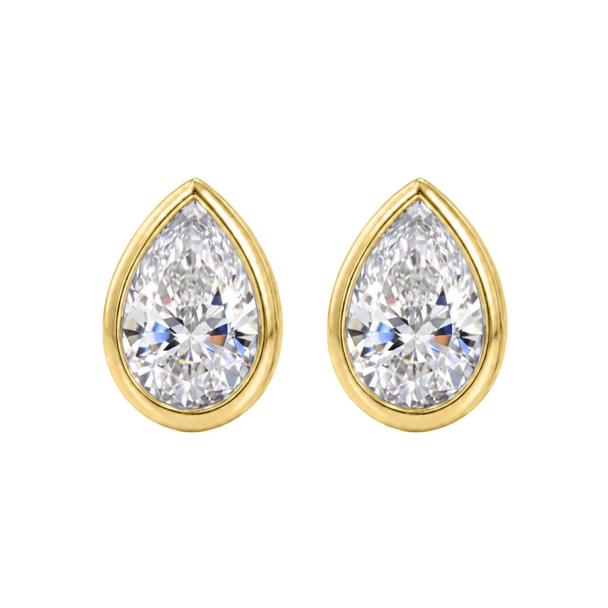 Diamonair Solitaire Bezel Earings Set - Lab Grown Diamond 14K Gold Solitaire Bezel Earrings