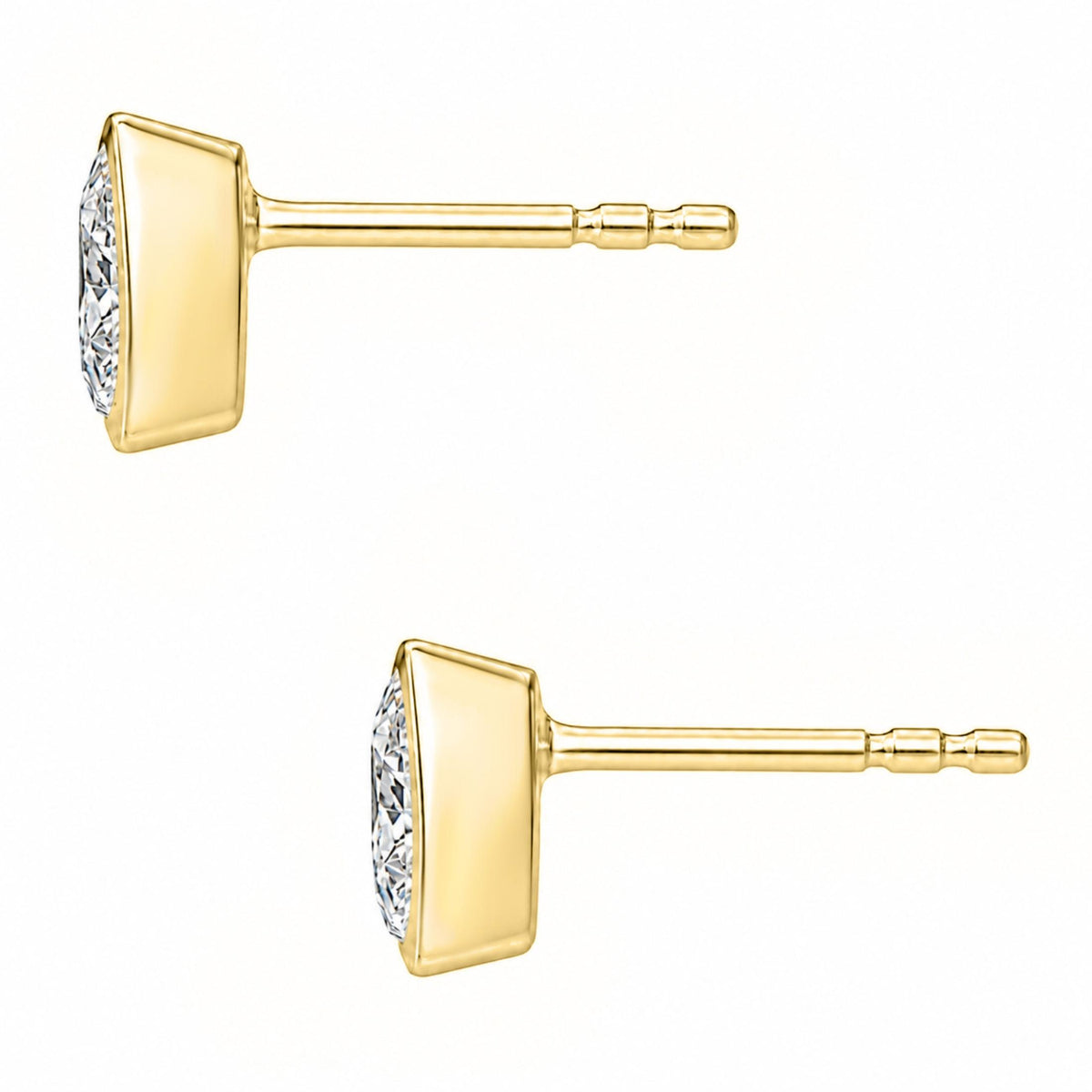 Diamonair Solitaire Bezel Earings Set - Lab Grown Diamond 14K Gold Solitaire Bezel Earrings