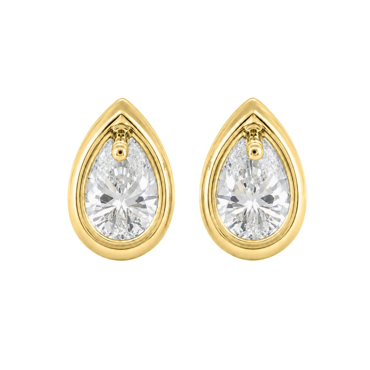Diamonair Solitaire Bezel Earings Set - Lab Grown Diamond 14K Gold Solitaire Bezel Earrings