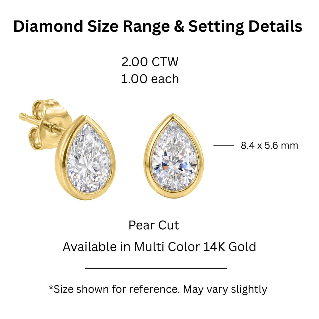 Diamonair Solitaire Bezel Earings Set - Lab Grown Diamond 14K Gold Solitaire Bezel Earrings
