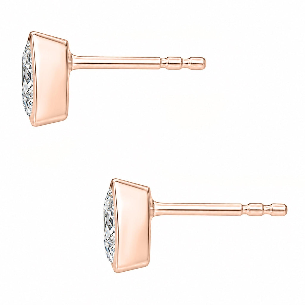 Diamonair Solitaire Bezel Earings Set - Lab Grown Diamond 14K Gold Solitaire Bezel Earrings