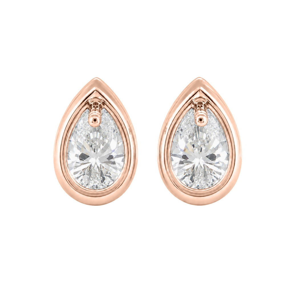 Diamonair Solitaire Bezel Earings Set - Lab Grown Diamond 14K Gold Solitaire Bezel Earrings