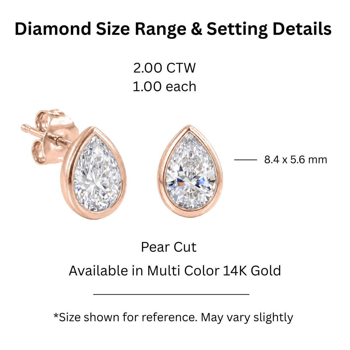 Diamonair Solitaire Bezel Earings Set - Lab Grown Diamond 14K Gold Solitaire Bezel Earrings