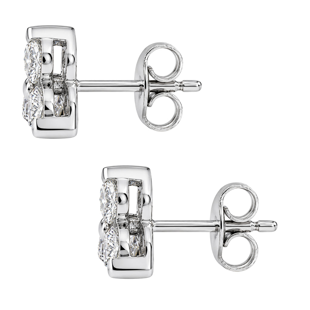 0.25 - 3.00 Carat T.W. Round-cut Lab Grown Diamond (F/VS+) 14K Gold 3 Stone Earrings with Double Notch Post & Pushback