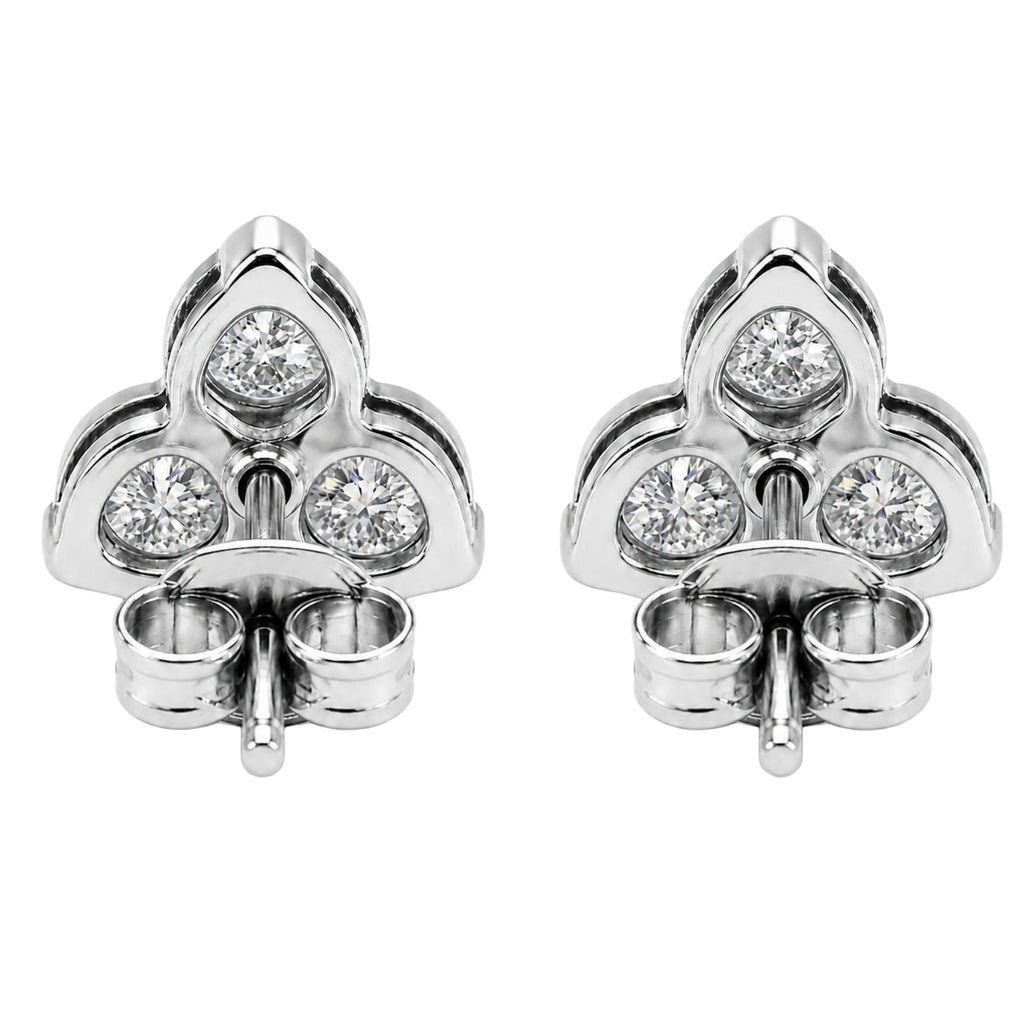 0.25 - 3.00 Carat T.W. Round-cut Lab Grown Diamond (F/VS+) 14K Gold 3 Stone Earrings with Double Notch Post & Pushback