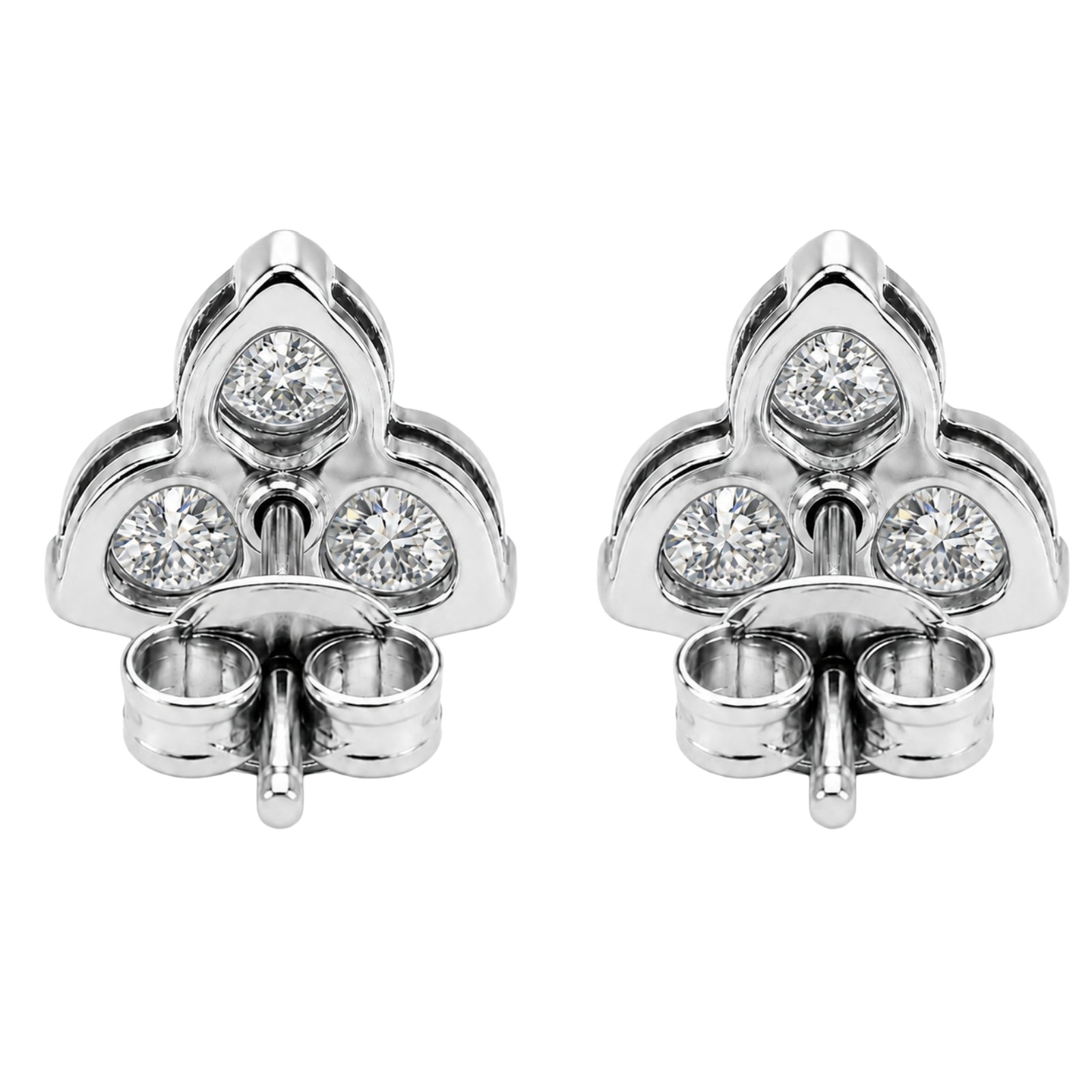 0.25 - 3.00 Carat T.W. Round-cut Lab Grown Diamond (F/VS+) 14K Gold 3 Stone Earrings with Double Notch Post & Pushback