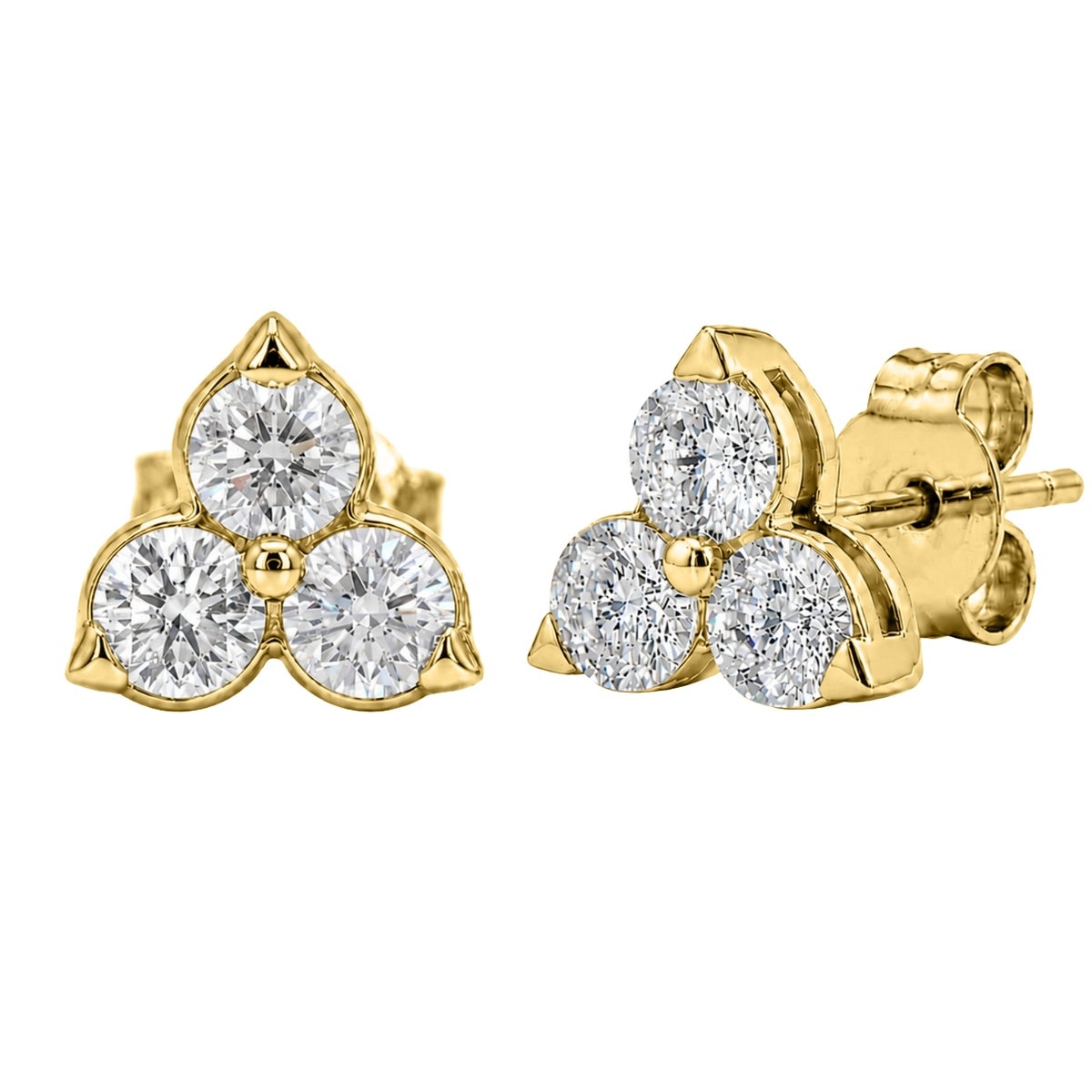 0.25-3 ctw Round Three-Stone Earrings