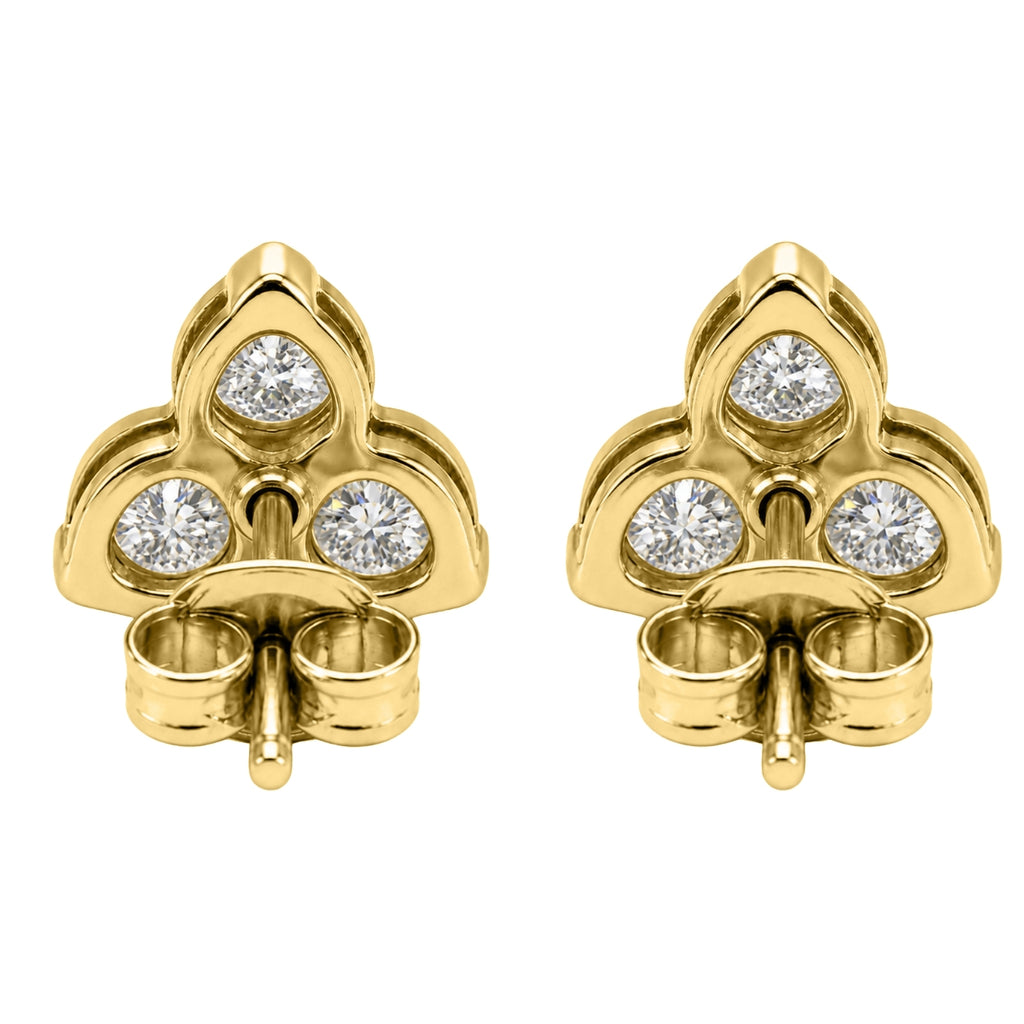 0.25 - 3.00 Carat T.W. Round-cut Lab Grown Diamond (F/VS+) 14K Gold 3 Stone Earrings with Double Notch Post & Pushback