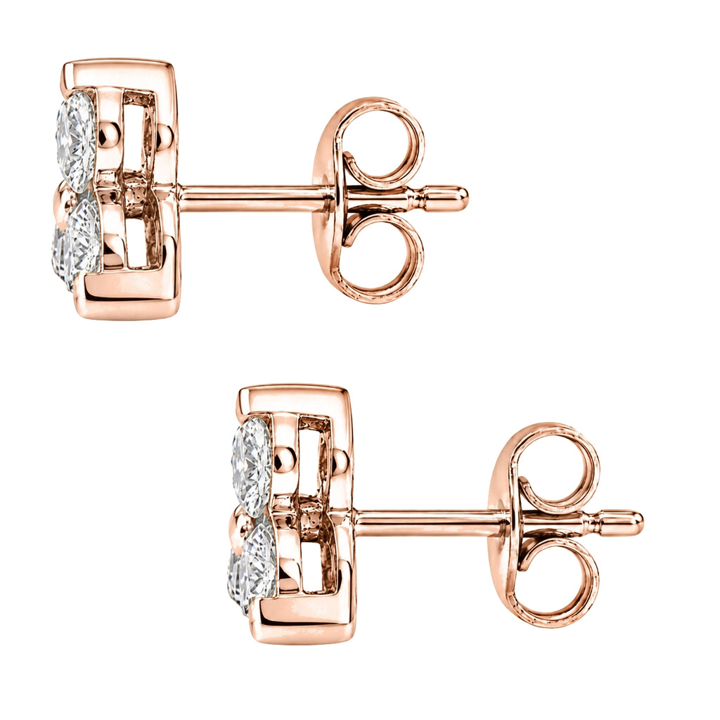 0.25 - 3.00 Carat T.W. Round-cut Lab Grown Diamond (F/VS+) 14K Gold 3 Stone Earrings with Double Notch Post & Pushback