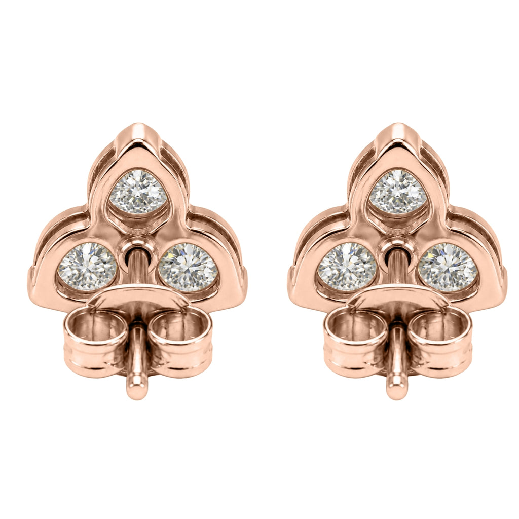 0.25 - 3.00 Carat T.W. Round-cut Lab Grown Diamond (F/VS+) 14K Gold 3 Stone Earrings with Double Notch Post & Pushback