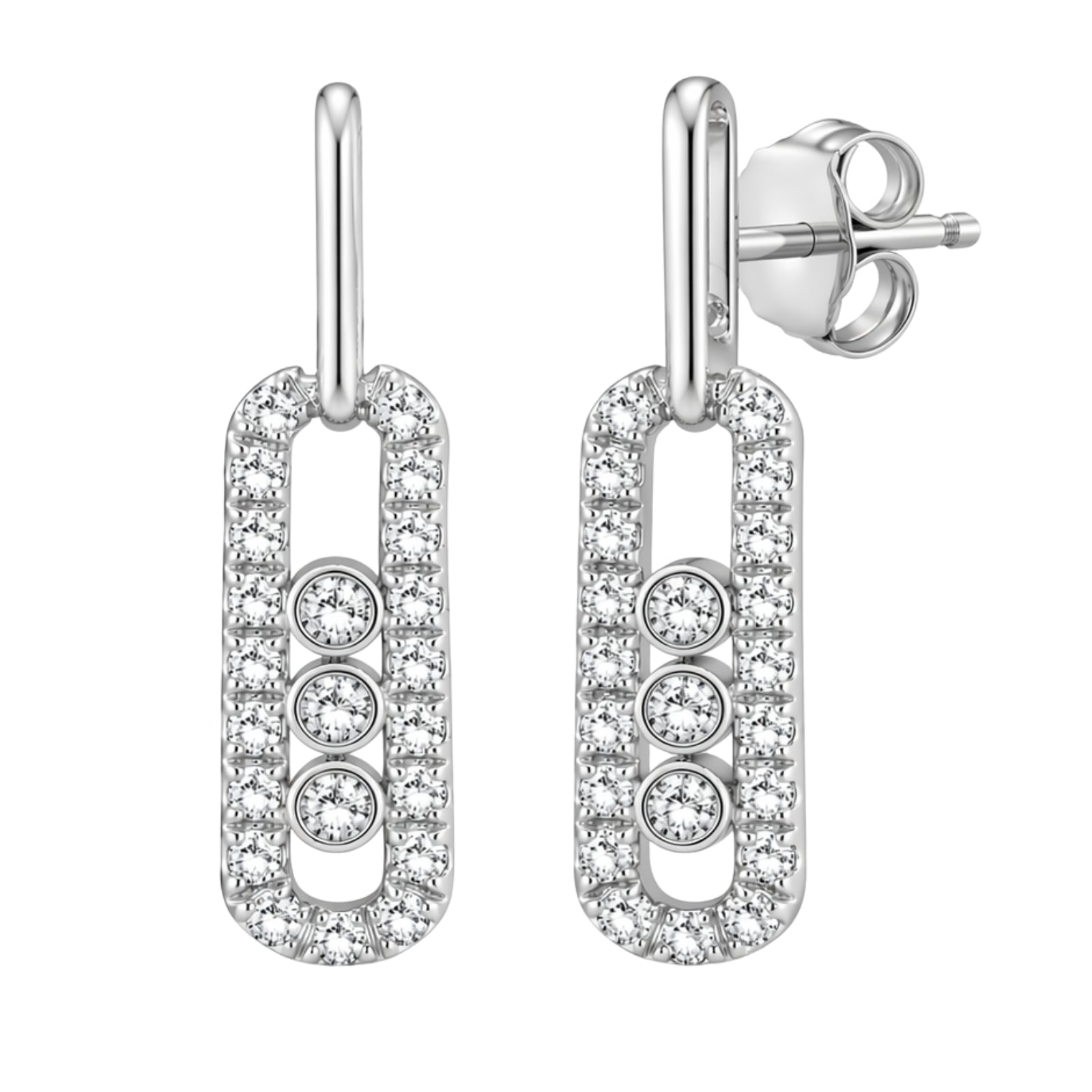 0.50 Carat T.W. Round-cut Lab Grown Diamond (F/VS+) 14K Gold Drop Earrings with Double Notch Post & Pushback