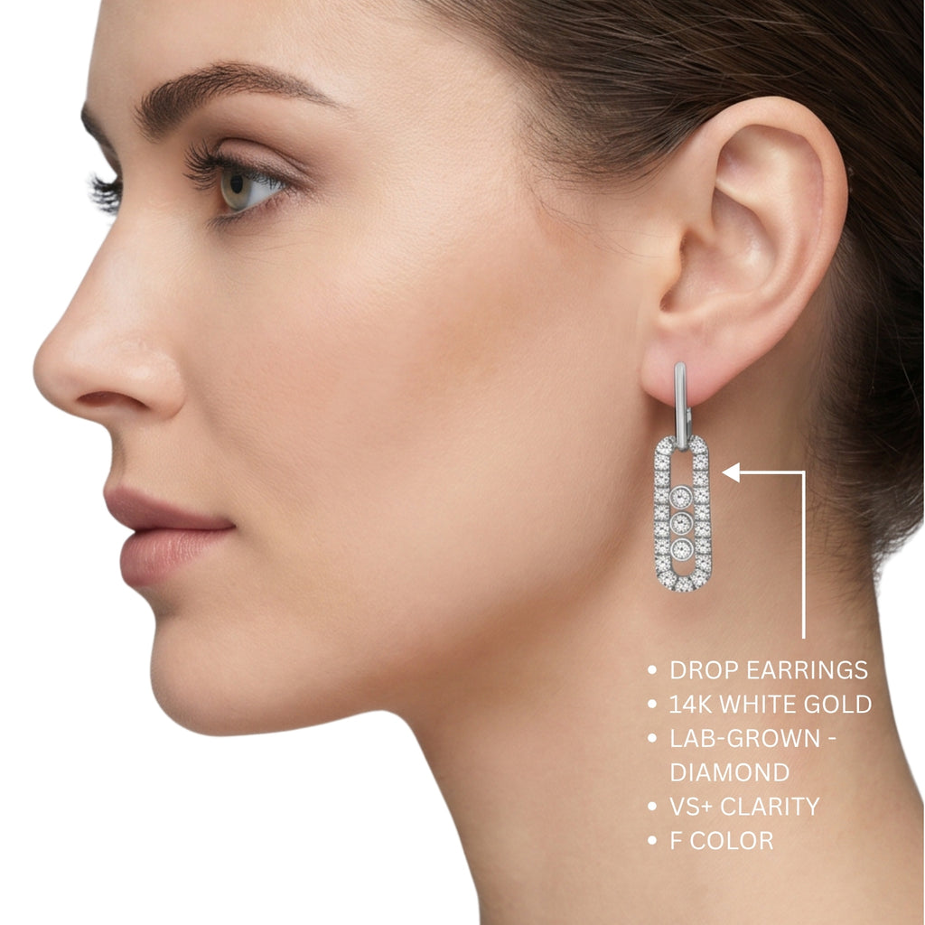 0.50 Carat T.W. Round-cut Lab Grown Diamond (F/VS+) 14K Gold Drop Earrings with Double Notch Post & Pushback