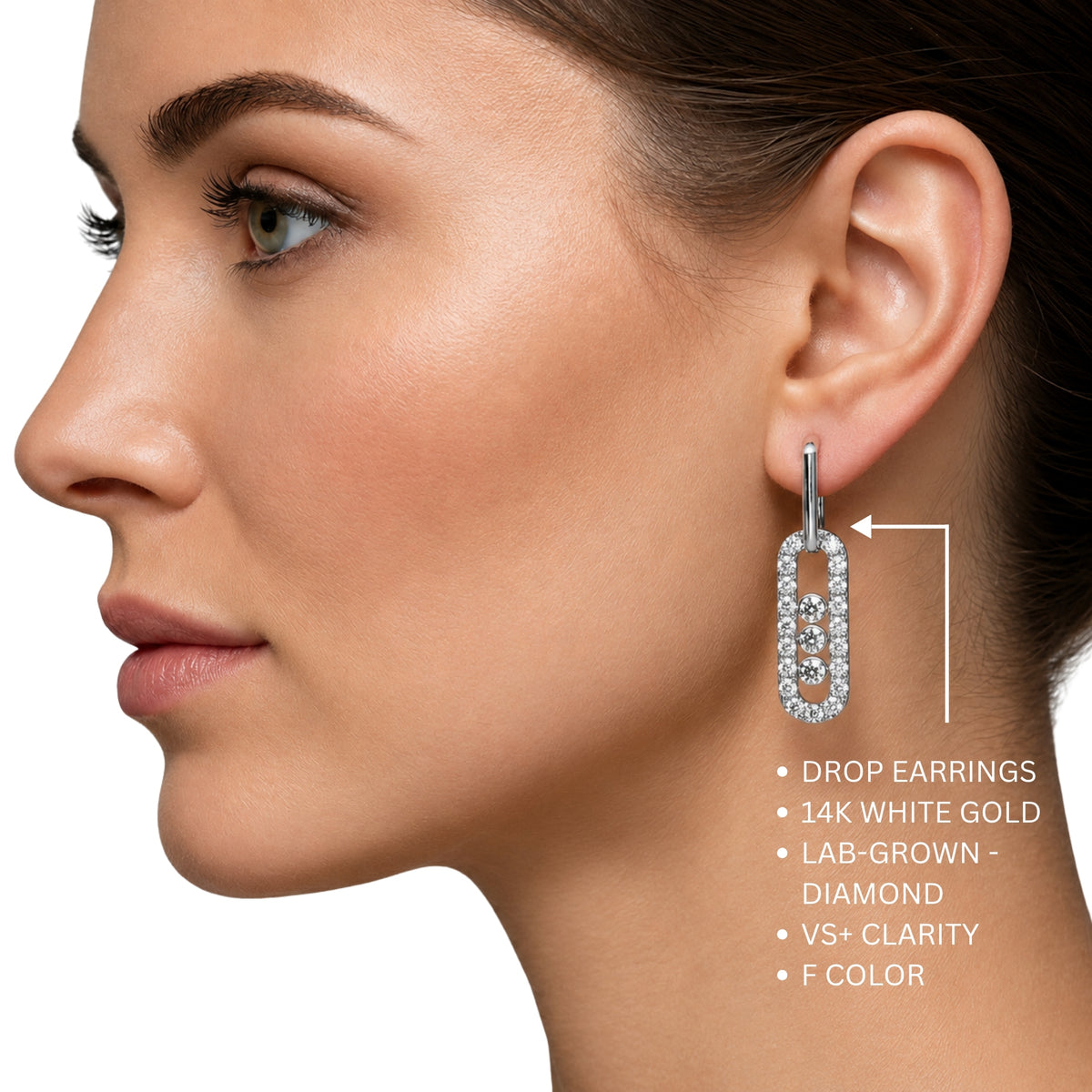 0.50 Carat T.W. Round-cut Lab Grown Diamond (F/VS+) 14K Gold Drop Earrings with Double Notch Post & Pushback