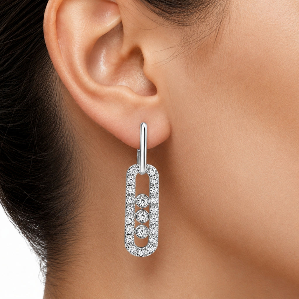 0.50 Carat T.W. Round-cut Lab Grown Diamond (F/VS+) 14K Gold Drop Earrings with Double Notch Post & Pushback