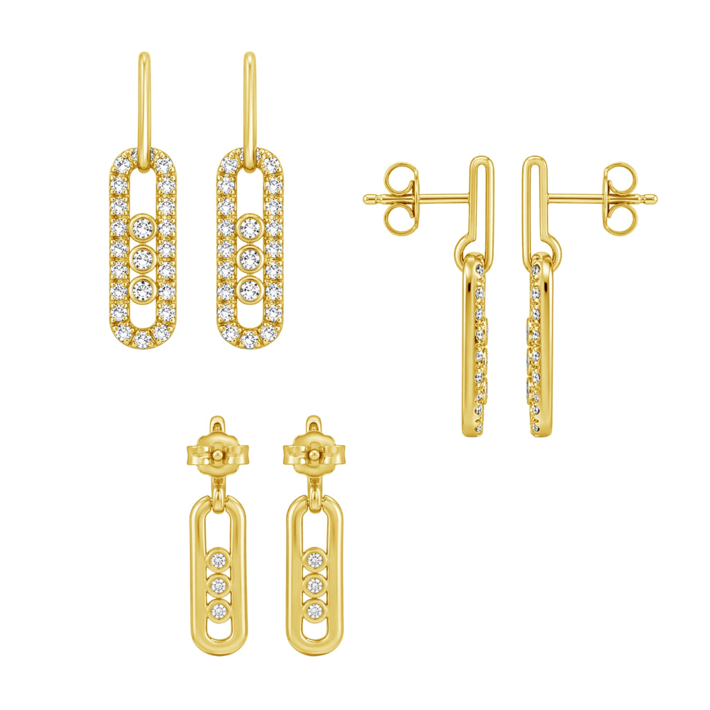 0.50 Carat T.W. Round-cut Lab Grown Diamond (F/VS+) 14K Gold Drop Earrings with Double Notch Post & Pushback
