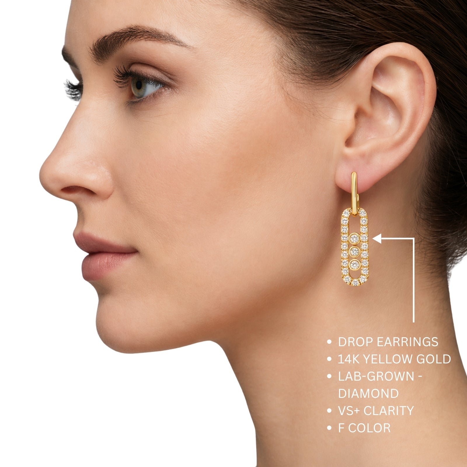 0.50 Carat T.W. Round-cut Lab Grown Diamond (F/VS+) 14K Gold Drop Earrings with Double Notch Post & Pushback