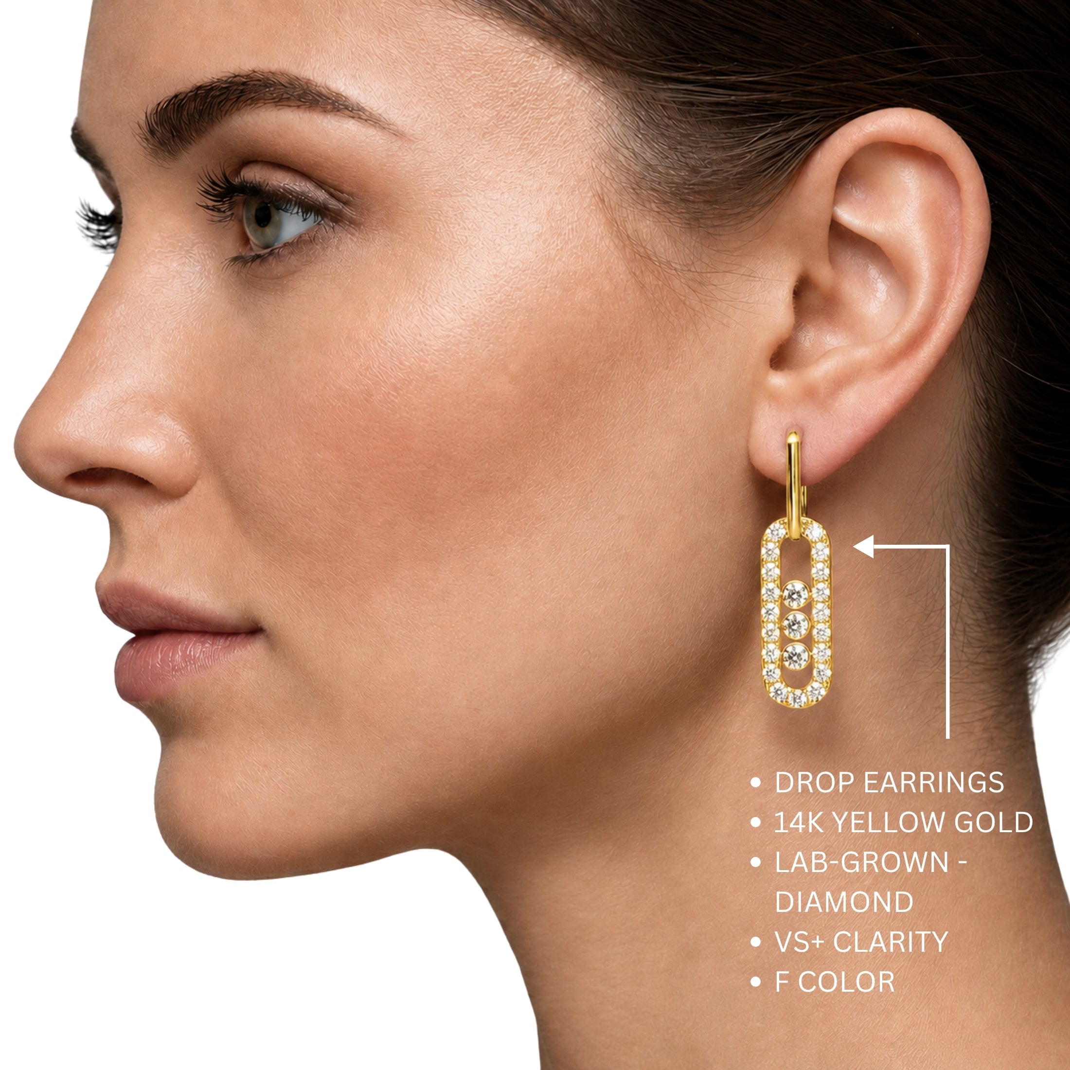0.50 Carat T.W. Round-cut Lab Grown Diamond (F/VS+) 14K Gold Drop Earrings with Double Notch Post & Pushback